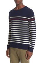 Men's Moncler Stripe Cotton Sweater - Blue