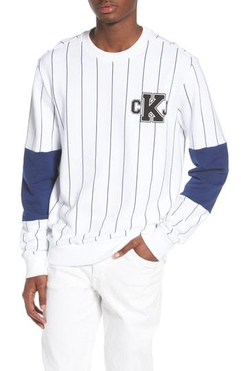 Men's Calvin Klein Jeans Stripe Blocked Sweatshirt - White