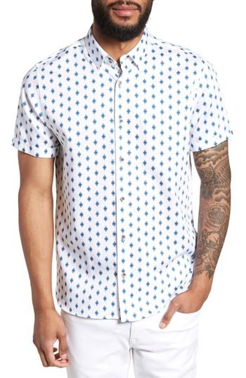 Men's Ted Baker London Sineral Trim Fit Short Sleeve Sport Shirt (xxl) - White