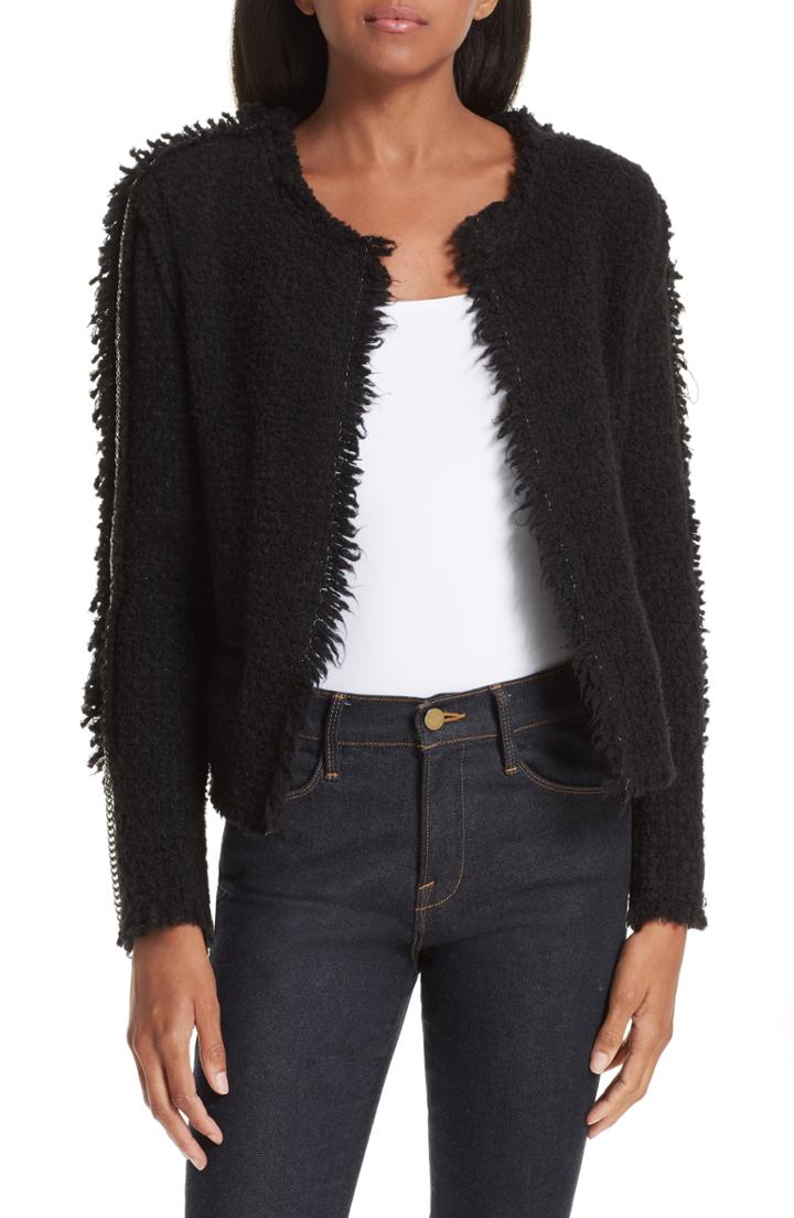 Women's Iro Giants Chain Trim Tweed Jacket Us / 36 Fr - Black