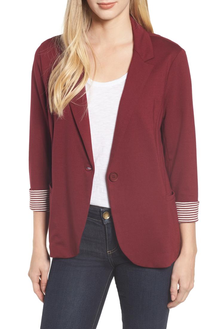 Women's Gibson Roll Sleeve Knit Blazer - Red
