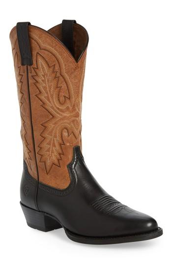 Men's Ariat Heritage Calhoun Western R-toe Boot M - Black