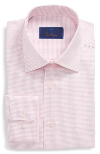 Men's David Donahue Regular Fit Check Dress Shirt - 32/33 - Pink