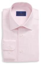 Men's David Donahue Regular Fit Check Dress Shirt - 32/33 - Pink