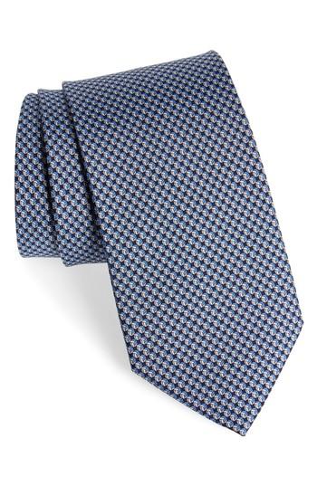 Men's Salvatore Ferragamo Eta Print Silk Tie, Size - Blue