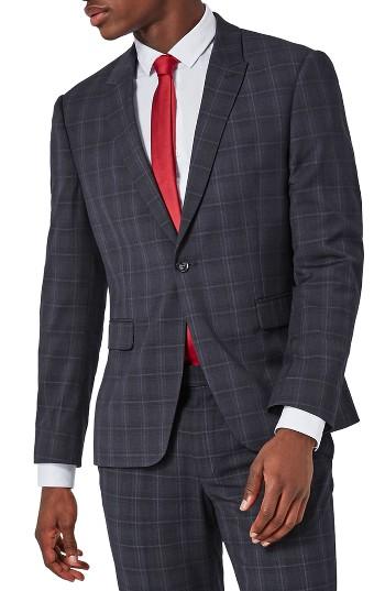 Men's Topman Muscle Fit Suit Jacket - Blue