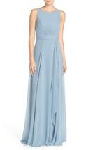 Women's Amsale 'rory' Sleeveless V-back Chiffon Gown - Blue
