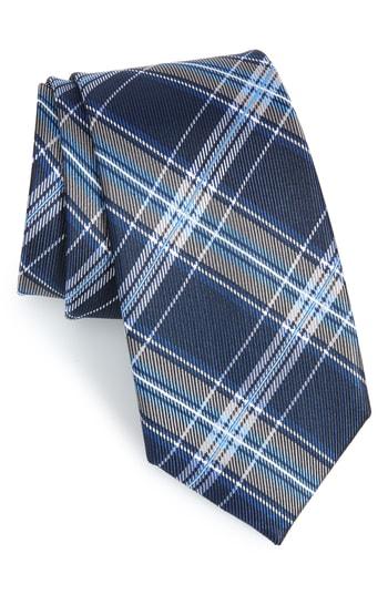 Men's Nordstrom Men's Shop Classic Plaid Silk Tie, Size - Blue