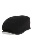 Men's Crown Cap Melton Ivy Cap With Leather Visor /x-large - Black