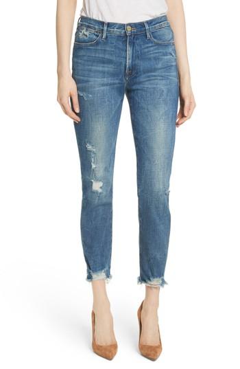 Women's Frame Le High Raw Edge Straight Jeans - Blue
