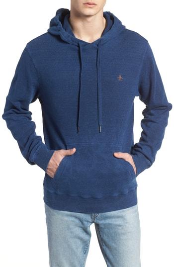 Men's Original Penguin Waffle Knit Hoodie - Blue