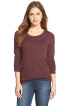 Women's Caslon Long Sleeve Crewneck Tee, Size - Burgundy