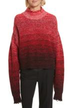 Women's Helmut Lang Distressed Marled Patchwork Turtleneck Sweater - Red