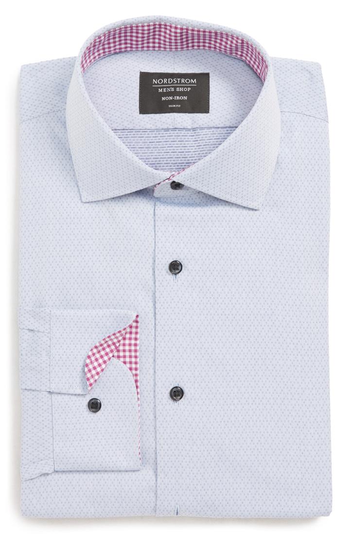Men's Nordstrom Men's Shop Trim Fit Non-iron Dress Shirt .5 - Blue