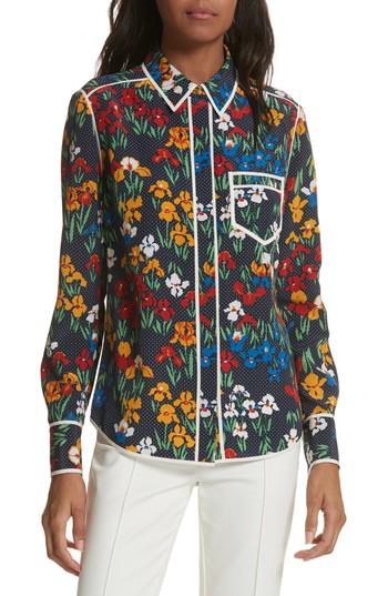 Women's Tory Burch Jackie Silk Shirt - Blue
