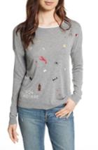 Women's Joie Eloisa B Embroidered Sweater - Grey