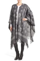 Women's Alexander Mcqueen 'big Skull' Wool & Cashmere Jacquard Poncho, Size - Grey
