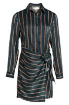 Women's J.o.a. Tie Front Stripe Shirtdress - Green
