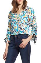 Women's Halogen Ruched Tie Sleeve Top, Size - Ivory