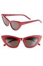 Women's Saint Laurent Lily 52mm Cat Eye Sunglasses - Red
