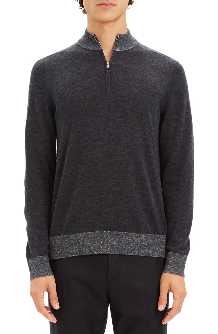 Men's Theory Rothley Castellos Quarter Zip Sweater - Grey