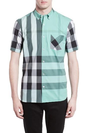 Men's Burberry Thornaby Trim Fit Check Sport Shirt - Green