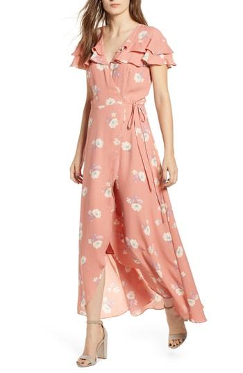 Women's June & Hudson Wrap Ruffle Midi Maxi Dress - Yellow
