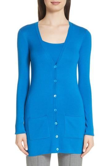 Women's Michael Kors Featherweight Tropical Long Cardigan - Blue