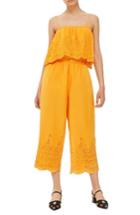 Women's Topshop Eyelet Popover Jumpsuit Us (fits Like 0) - Yellow