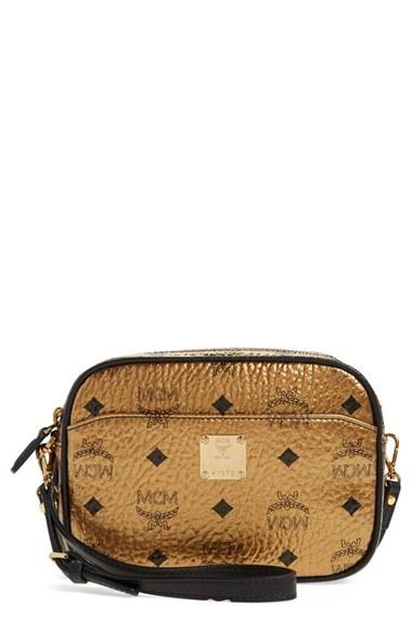 Mcm 'heritage - Visetos' Metallic Coated Canvas Crossbody Bag -