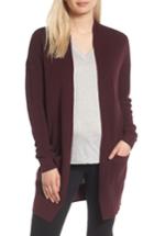 Women's Bp. Lightweight Rib Stitch Cardigan - Burgundy