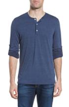 Men's Mizzen+main Dawson Heather Navy Henley, Size - Blue