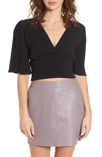 Women's Astr Surplice Crop Top - Black