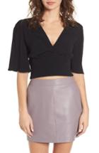 Women's Astr Surplice Crop Top - Black