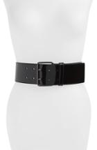 Women's Halogen Wide Faux Leather Belt - Black