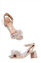 Women's Topshop Doodle Faux Fur Block Heel Sandal .5us / 36eu - Purple