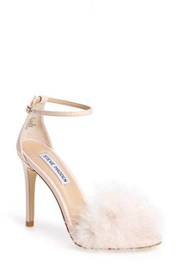 Women's Steve Madden 'scarlett' Marabou Evening Sandal .5 M - Pink
