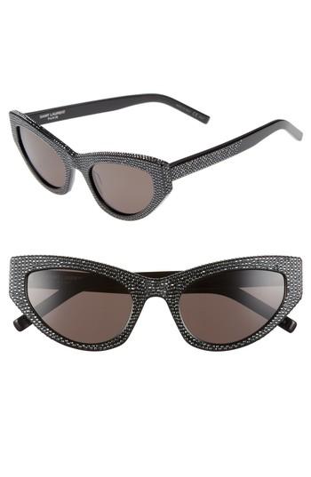 Women's Saint Laurent Grace 54mm Sunglasses - Black/ Hematite Pave