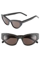 Women's Saint Laurent Grace 54mm Sunglasses - Black/ Hematite Pave