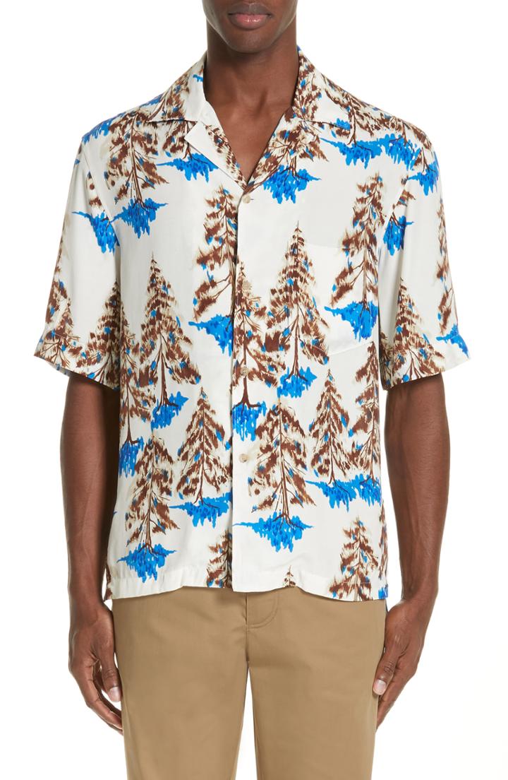 Men's Acne Studios Simon Floral Print Shirt Eu - White