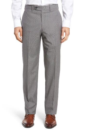 Men's Jb Britches Flat Front Check Wool Trousers R - Grey