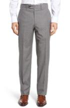 Men's Jb Britches Flat Front Check Wool Trousers R - Grey