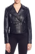 Women's Catherine Catherine Malandrino Star Stud Faux Leather Moto Jacket - Black