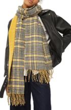 Women's Topshop Double Face Plaid Scarf, Size - Yellow