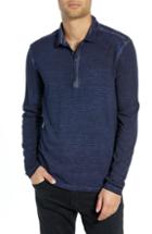 Men's John Varvatos Star Usa Striped Long Sleeve Polo, Size - Blue