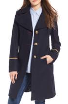 Women's Sam Edelman Wool Blend A-line Military Coat - Blue