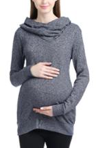 Women's Kimi And Kai Ella Slouch Neck Maternity Hoodie - Blue