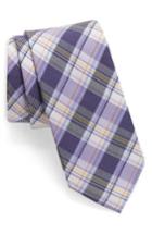 Men's Nordstrom Men's Shop Plaid Silk & Cotton Tie, Size - Purple
