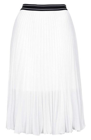 Topshop Pleated Midi Skirt White