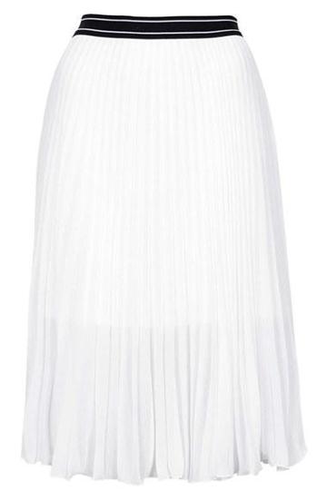 Topshop Pleated Midi Skirt White